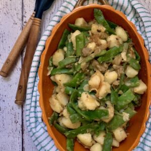 Italian Green Beans and Potatoes in Platter.