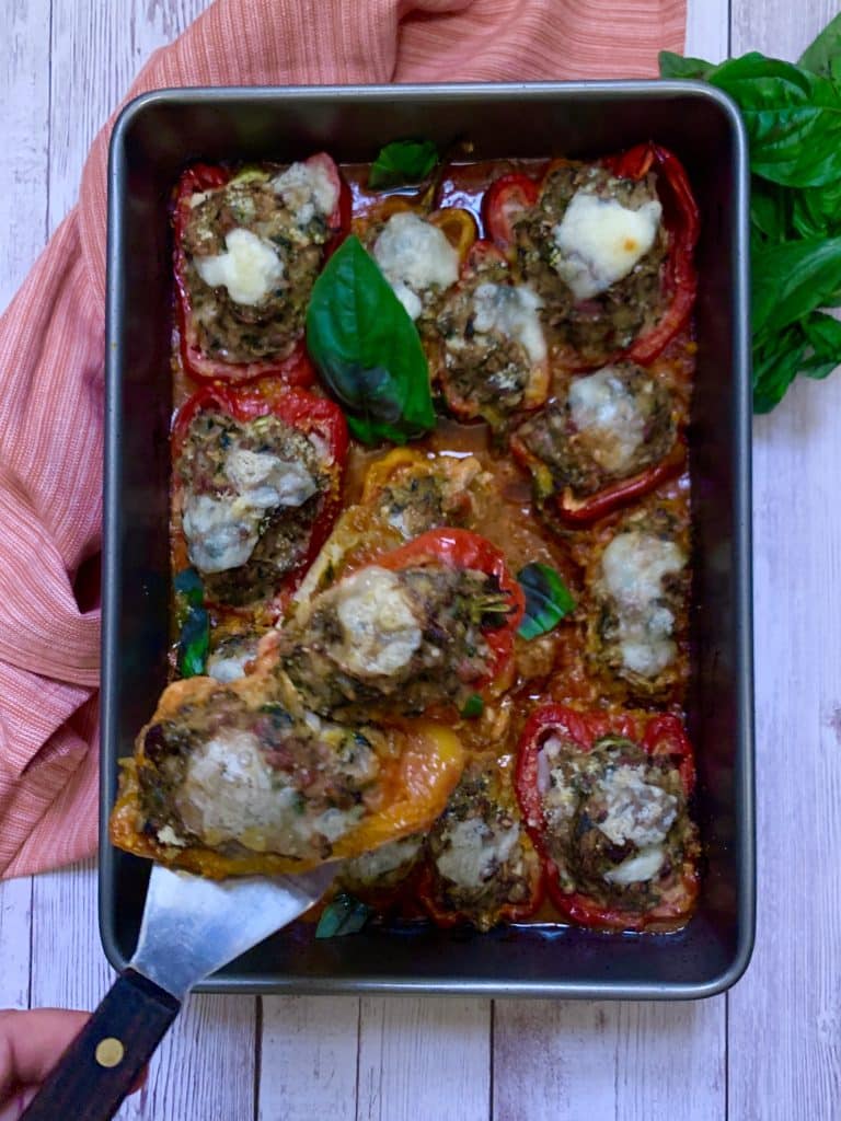 Italian Stuffed Peppers Cooked CloseUp