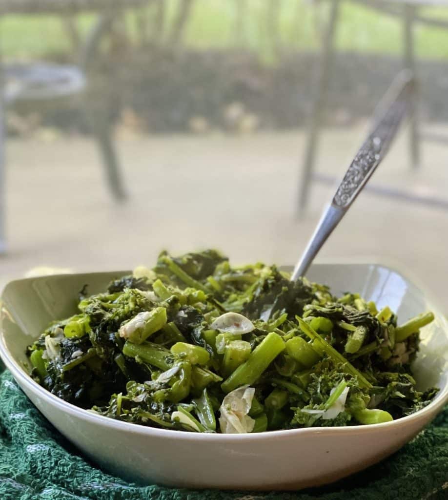 Sautéed Broccoli Rabe Landscape with Fork