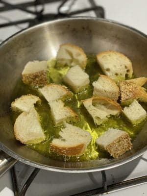 Creamed Spinach Making Croutons