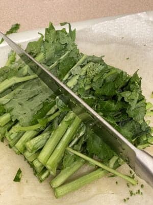 Sautéed Broccoli Rabe Chopping Stalks