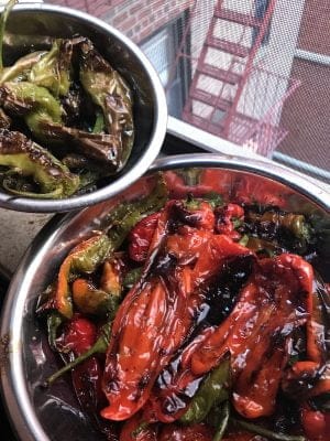 Fried Peppers in Bowl near Fire Escape