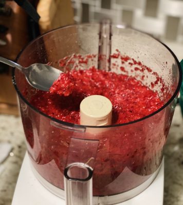 Cranberry Pomegranate Relish in process