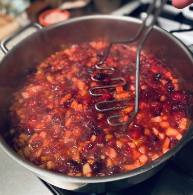 Cranberry Apple Sauce with Marsala in process
