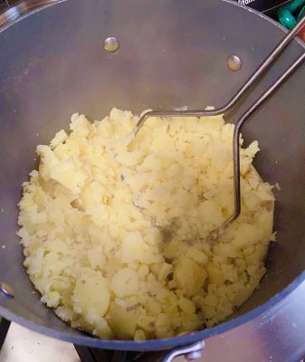 Roasted Garlic Mashed Potatoes In Process