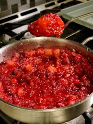 Piña Colada Cranberry Sauce In Process