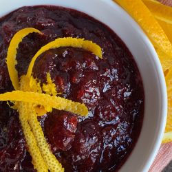 Cranberry Sauce with Orange Plated Overhead View
