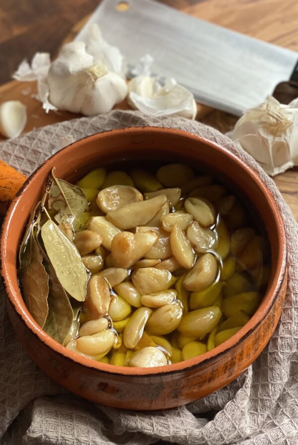 Garlic Confit styled in bowl