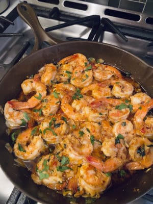 Spicy Garlic Shrimp Finished In Pan