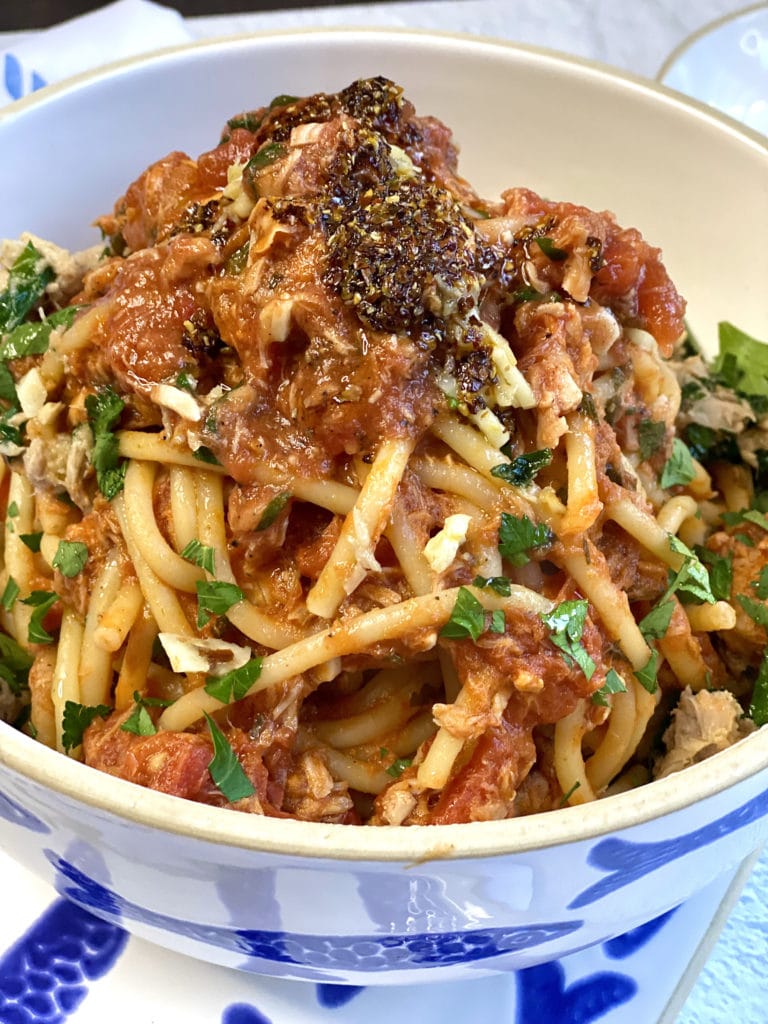 Pasta with Tuna In Bowl