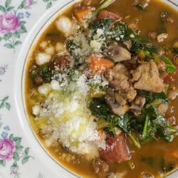 Italian Lentil Soup with Sausage Plated
