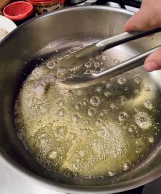 Shrimp Scampi Pasta In Process