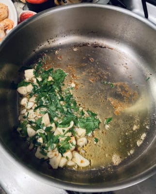 Shrimp Scampi Pasta In Process