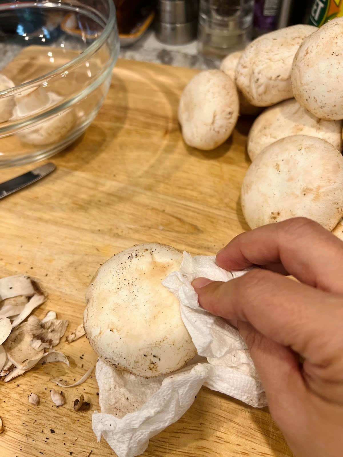 Spicy Italian Marinated Mushrooms In Process