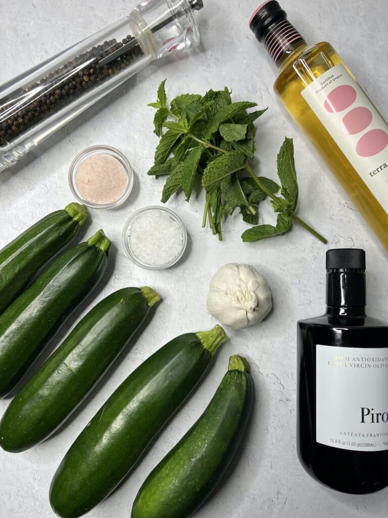 Ingredients for zucchini alla scapece.