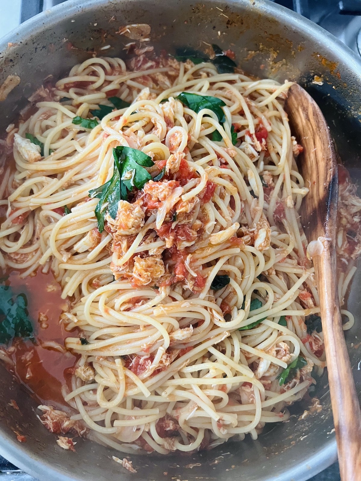 Easy Crab Pasta Sauce with Spaghetti - Mangia with Michele