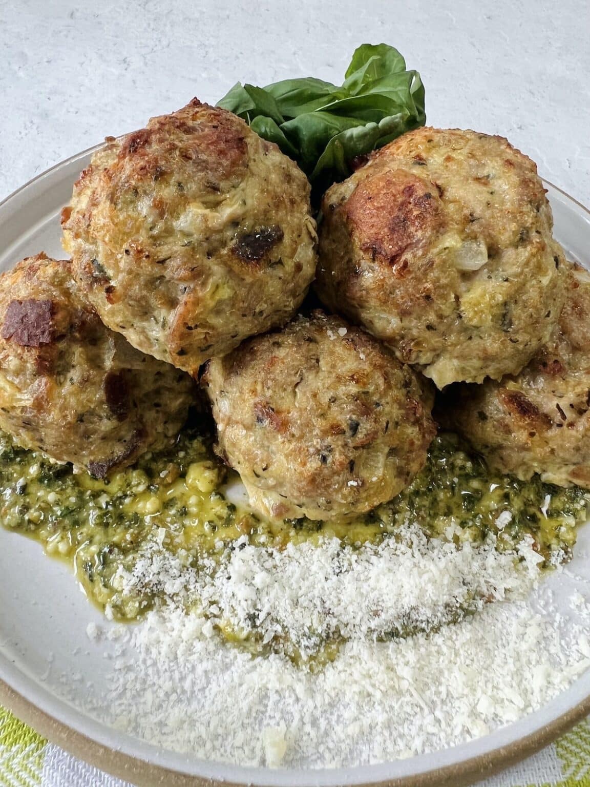 Easy Baked Turkey Meatballs with Pesto Mangia with Michele