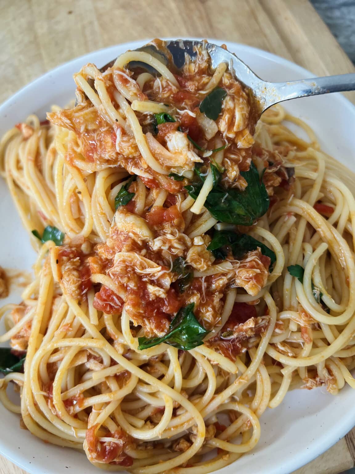 Easy Crab Pasta Sauce with Spaghetti - Mangia with Michele