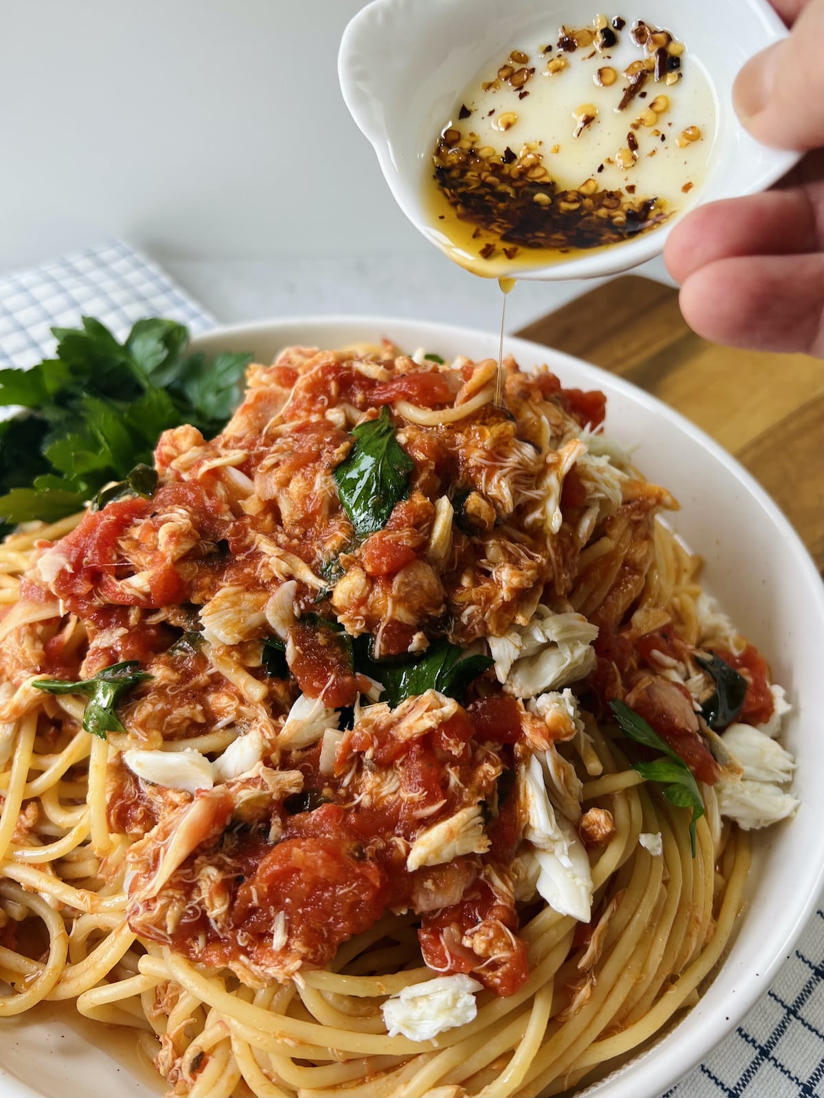 Easy Crab Pasta Sauce with Spaghetti - Mangia with Michele