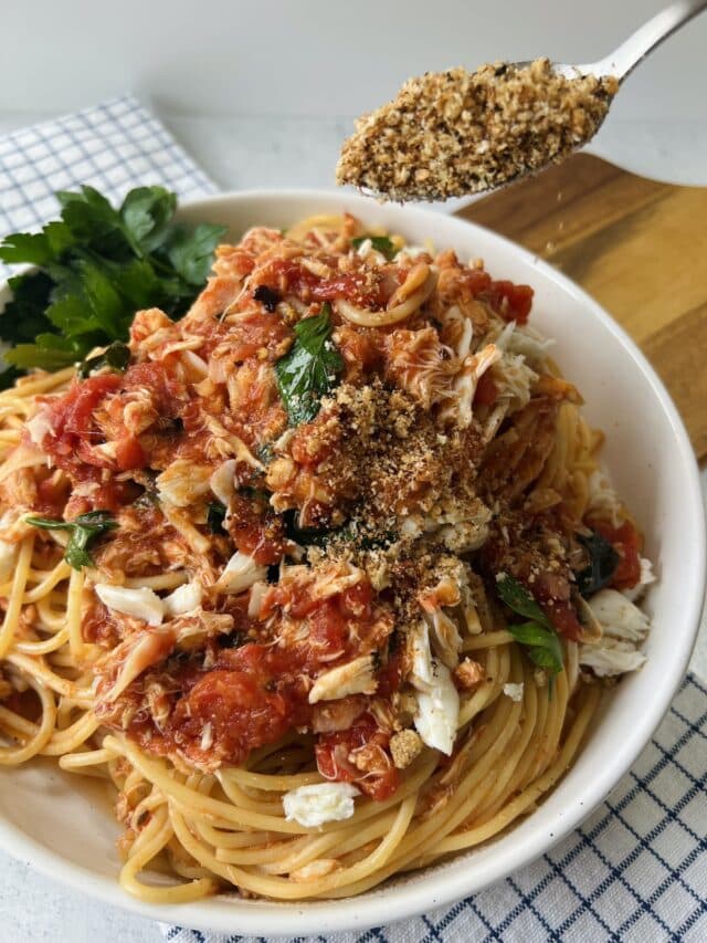 Easy Crab Pasta Sauce with Spaghetti - Mangia with Michele