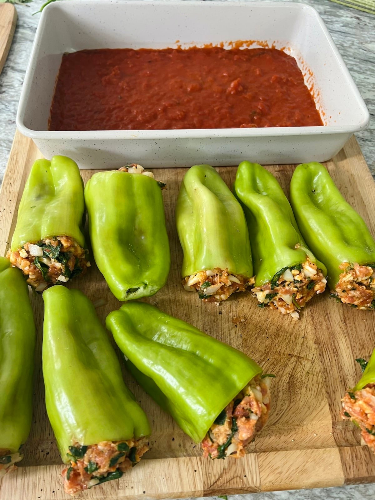Sausage Stuffed Cubanelle Peppers without Rice~2 Ways - Mangia with Michele