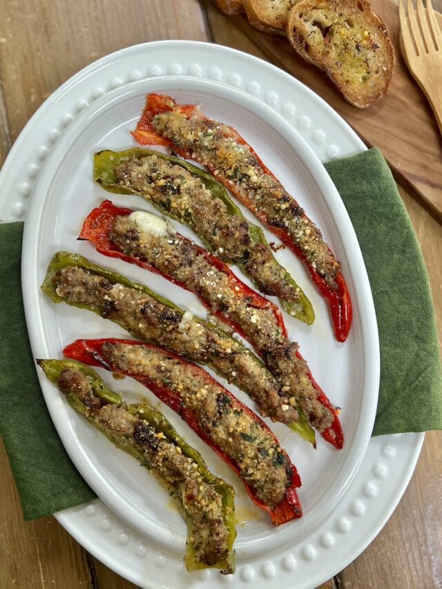 Stuffed Long Hots (Sausage & Cheese Stuffed Italian Hot Peppers)