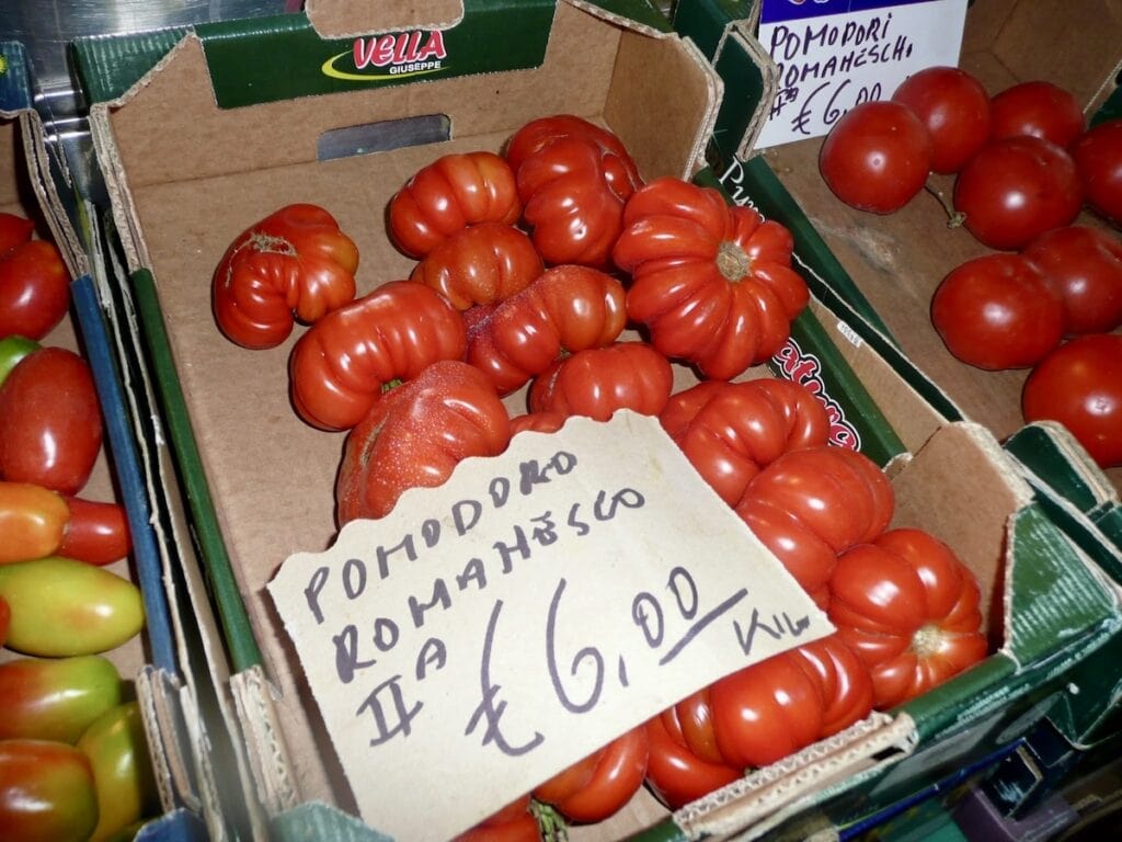 Pictures of tomatoes from the tomato stand in Rome–a huge inspiration for this collection of fresh tomato recipes.